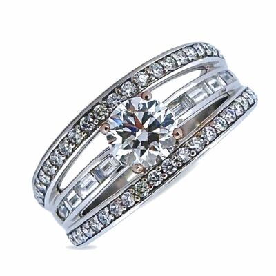 Bague or blanc Diamant 0.75 carat DVS1 accompagné de 0.64 carats de diamants