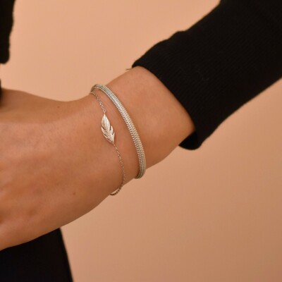 Bracelet Plume argent