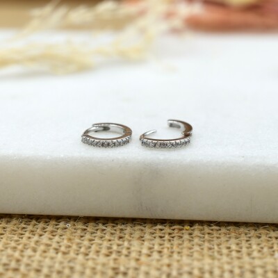 Mini créoles Valentine argent vue 5