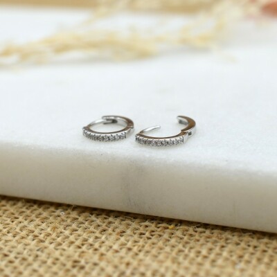 Mini créoles Valentine argent vue 6