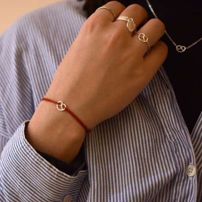 Bracelet Cordon Bretzel rouge