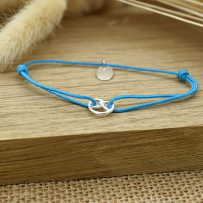 Bracelet Cordon Bretzel bleu turquoise