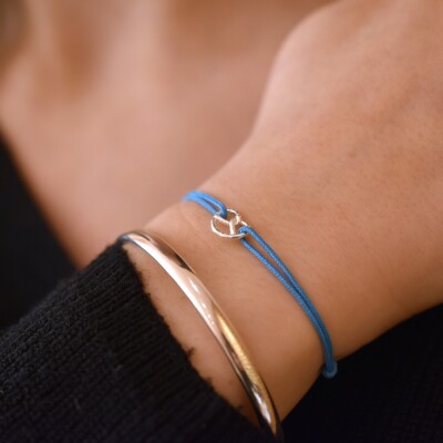 Bracelet Cordon Bretzel bleu turquoise