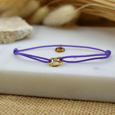 Bracelet Cordon Bretzel Or Violet