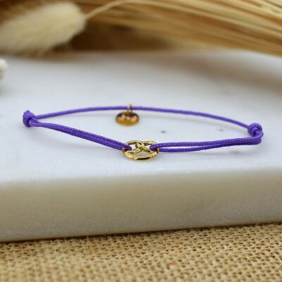 Bracelet Cordon Bretzel Or Violet