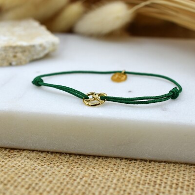 Bracelet Cordon Bretzel Or Vert