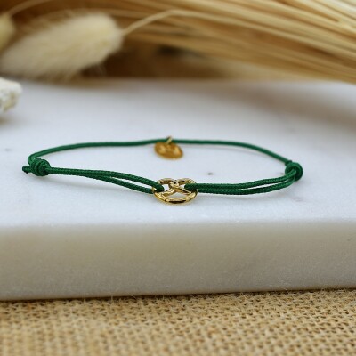 Bracelet Cordon Bretzel Or Vert