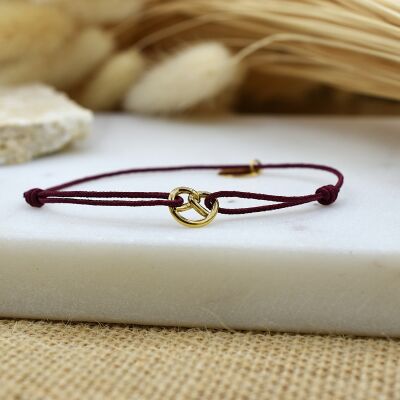 Bracelet Cordon Bretzel Or Bordeaux