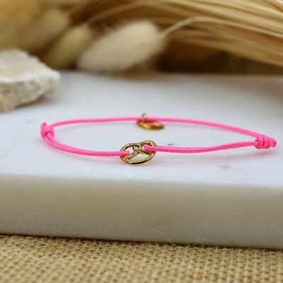 Bracelet Cordon Bretzel Or Fuschia