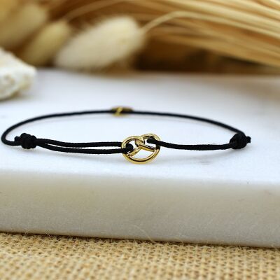 Bracelet Cordon Bretzel Or Noir