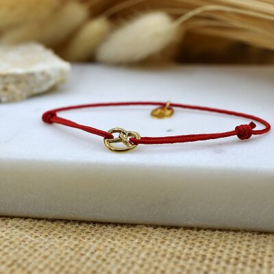 Bracelet Cordon Bretzel Or Rouge