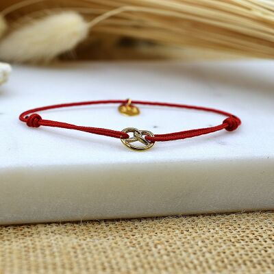 Bracelet Cordon Bretzel Or Rouge