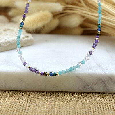 Collier Tutti-Frutti Turquoise/Mauve