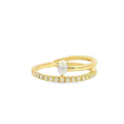 Bague double rang or jaune et diamants
