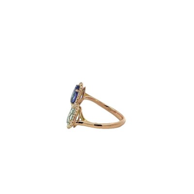 Bague aigue marine et tanzanite en or rose