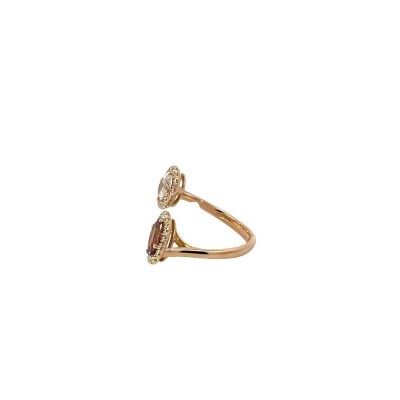 Bague morganite et tourmaline en or rose