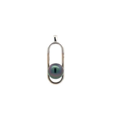 Pendentif or blanc et perle de Tahiti