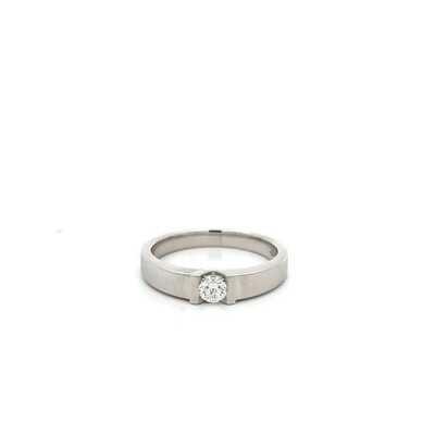 Solitaire or blanc et diamant 0.24ct