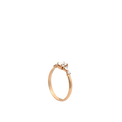 Solitaire accompagné or rose et diamants