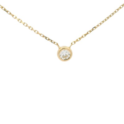 Collier serti clos or jaune et diamant 0.32ct