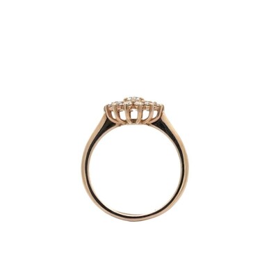 bague entourage en or rose et diamants