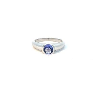 Bague or blanc et tanzanite