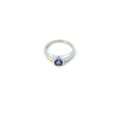 Bague or blanc et tanzanite