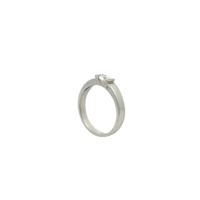 Solitaire or blanc et diamant 0.32ct