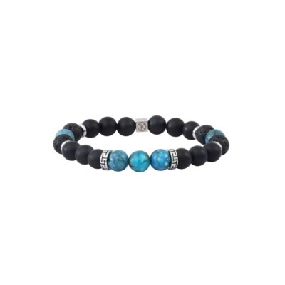 Bracelet IKOBA agate noire et opale bleue trio