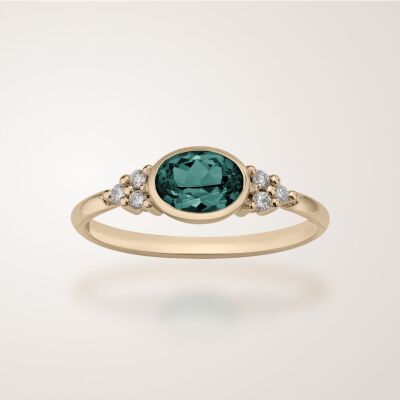Bague tourmaline et diamants en or jaune