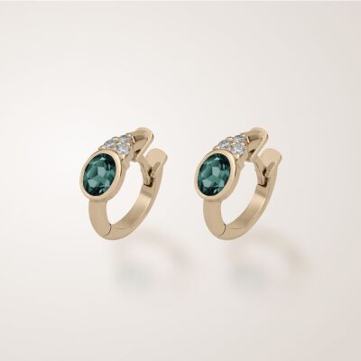 Boucles d'oreilles tourmaline verte en or jaune