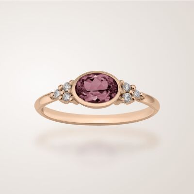 Bague tourmaline rose et diamants en or rose