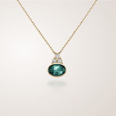 Collier tourmaline verte et diamants en or jaune