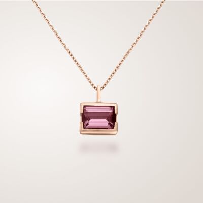 Collier tourmaline rose en or rose