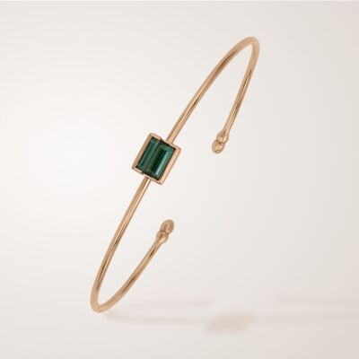 Bracelet rigide tourmaline verte en or rose