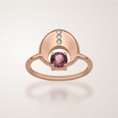 Bague tourmaline rose et diamants en or rose
