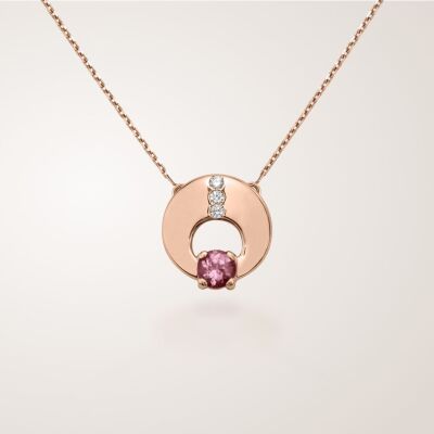 Collier tourmaline rose et diamants en or rose