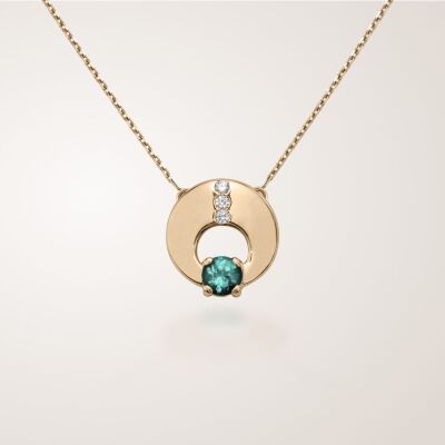 Collier tourmaline verte et diamants en or jaune