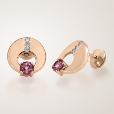 Boucles d'oreilles tourmaline rose et diamants en or rose