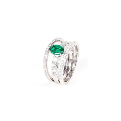 Bague en émeraude et diamants