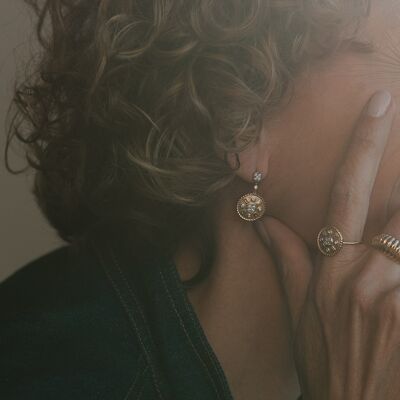 Boucles d'oreilles motif rond et diamants