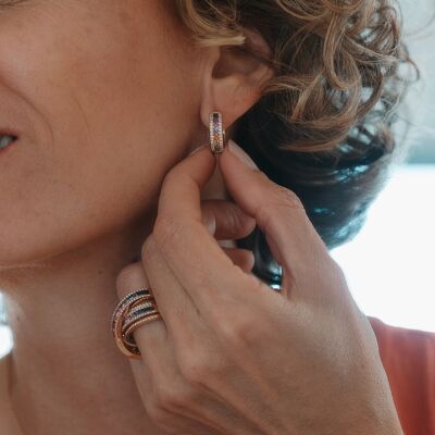 Boucles d'oreilles en or rose, saphirs et diamants