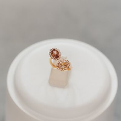Bague morganite et tourmaline en or rose