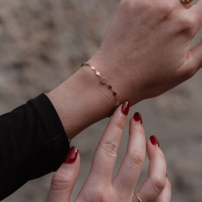 Bracelet cordon vert sauge en or rose
