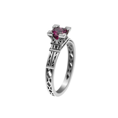 Bague French Kiss en or gris et Tourmaline rose 5 mm