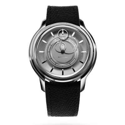 Montre BeauBleu La Pièce N.2 argenté bracelet cuir noir