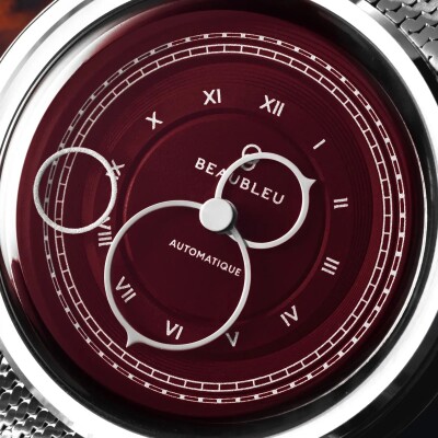 Montre BeauBleu La Pièce N.1 Lie de vin bracelet cuir noir