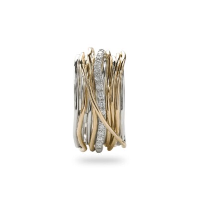 Bague Filodellavita Classic Collection 13 fils en argent et or jaune et diamants