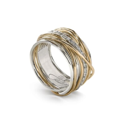 Bague Filodellavita Classic Collection 13 fils en argent et or jaune et diamants