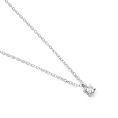 Collier Solitaire Diamant Or blanc 0,10ct